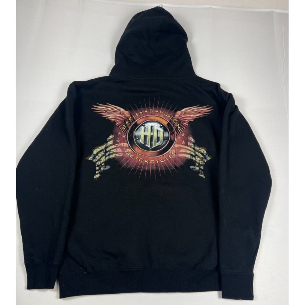 Harley-Davidson Men L Alamo City San Antonio Zip Hoodie Black Cotton Graphic - Picture 2 of 5